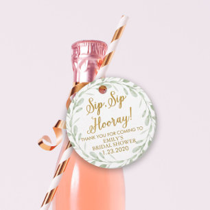 Cadeau Étiquettes de faveur de douche de mariée, Sip Sip,