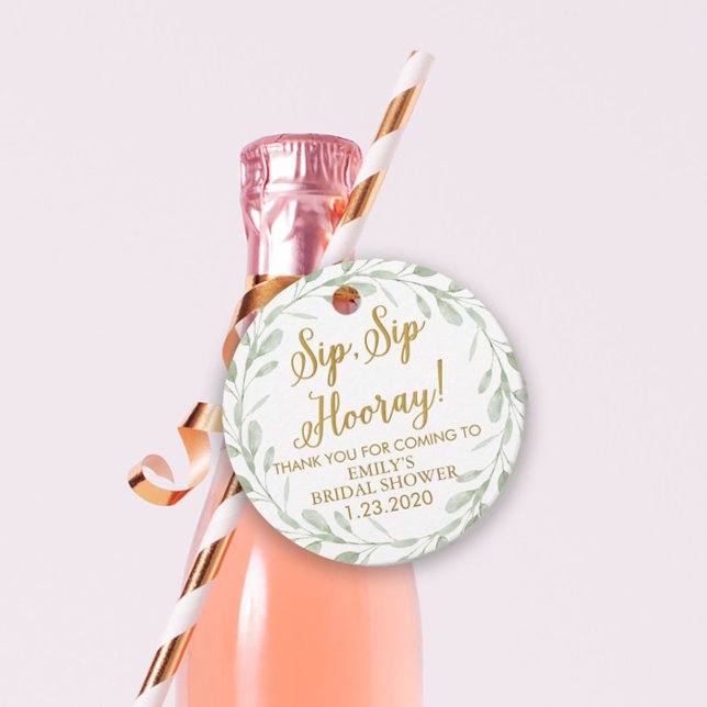 Cadeau Étiquettes de faveur de douche de mariée, Sip Sip, (Créateur téléchargé)