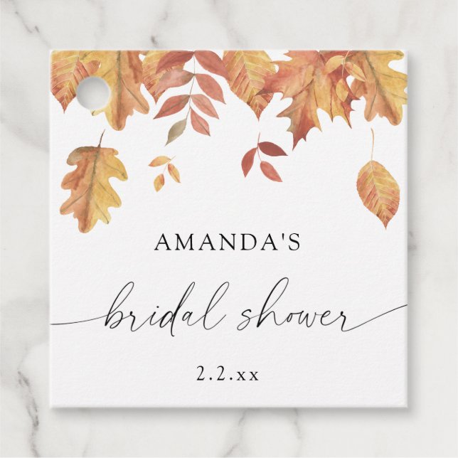 Cadeau Étiquettes de faveur de douche nuptiale de feuille (Devant)