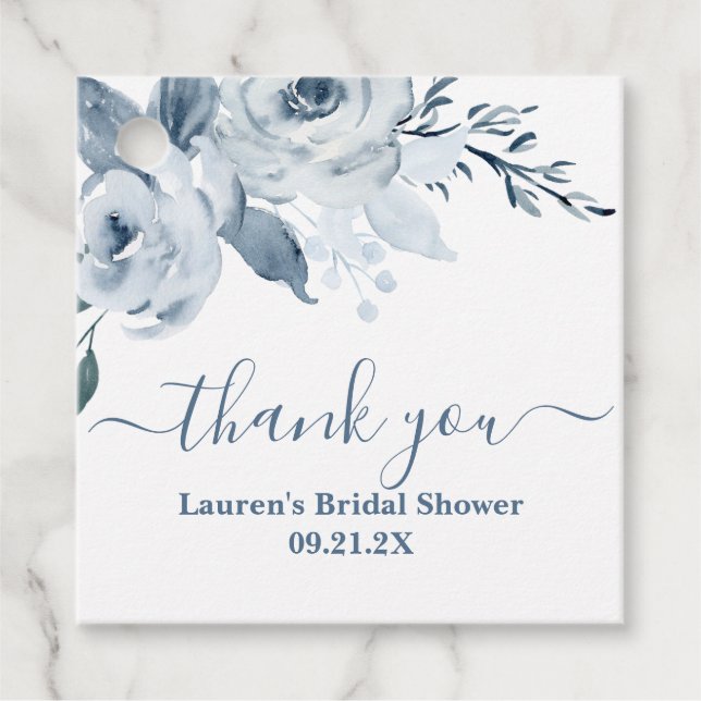 Cadeau Étiquettes de faveur de douche nuptiale florale bl (Devant)
