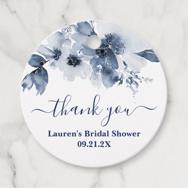 Cadeau Étiquettes de faveur de douche nuptiale florale bl (Devant)