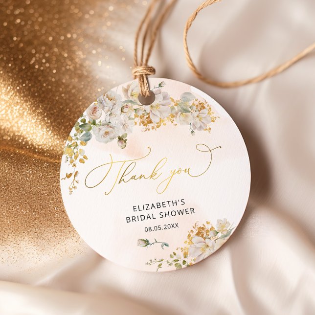 Cadeau Étiquettes de faveur de douche nuptiale florale ro (Créateur téléchargé)