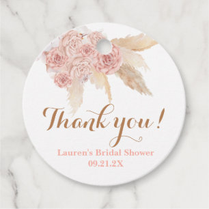 Cadeau Étiquettes de faveur de douche nuptiale rose herbe