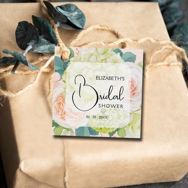 Cadeau Étiquettes de Faveur de Fête de Mariage Fleurs de  (Small 2" x 2" bridal shower favor tags. )