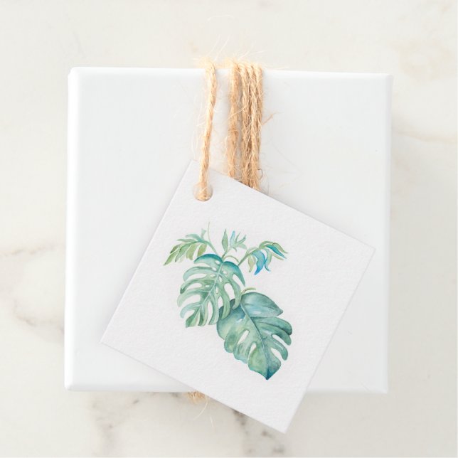 Cadeau Étiquettes de faveur de feuillage tropical à l'aqu (En situation)