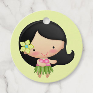 Cadeau Étiquettes de faveur de fille de hula hawaïenne