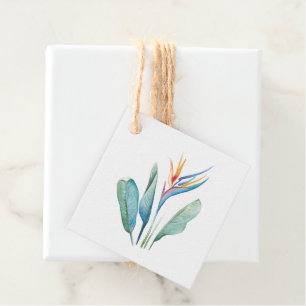Cadeau Étiquettes de faveur de fleurs à l'aquarelle tropi