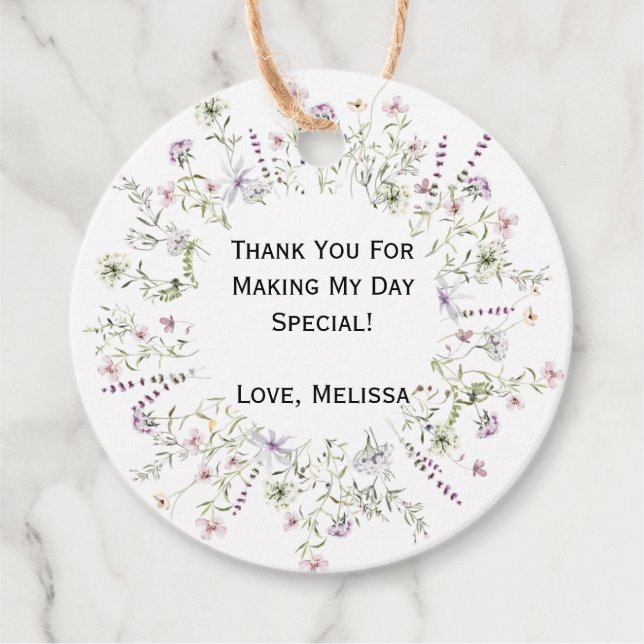Cadeau Étiquettes de Faveur de Fleurs Sauvages (Devant)