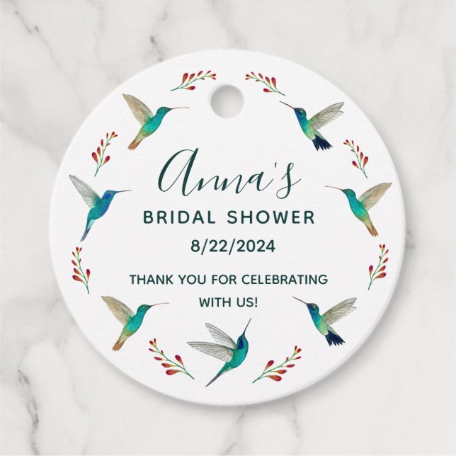 Cadeau Étiquettes de faveur de la douche nuptiale Colibri (Devant)