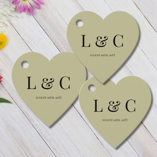Cadeau Étiquettes de faveur de mariage à initiales vert s (Créateur téléchargé)