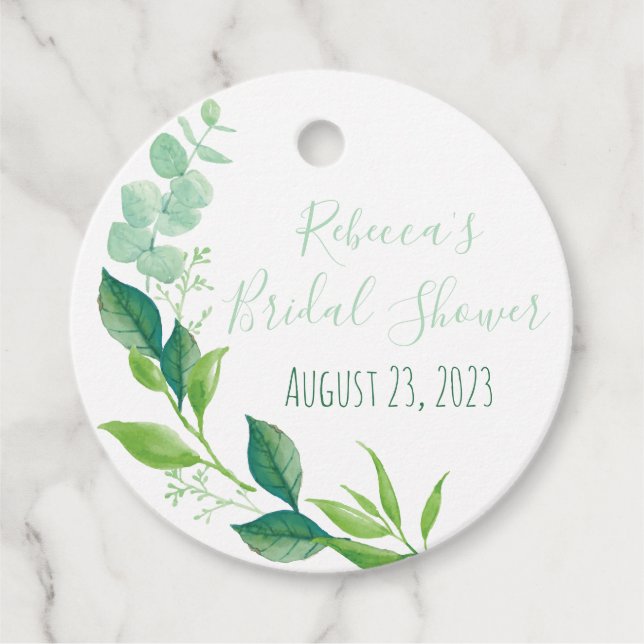 Cadeau Étiquettes de faveur de mariage à l'aquarelle Euca (Devant)