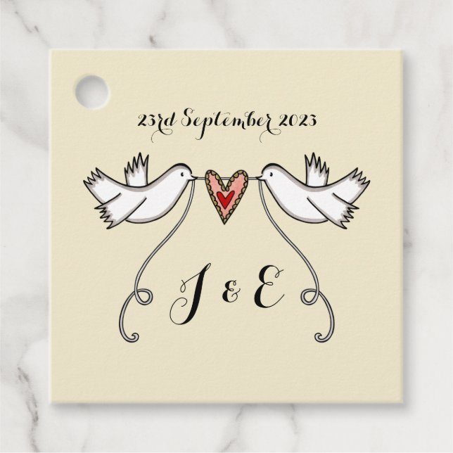 Cadeau Étiquettes de faveur de mariage colombes blanches  (Devant)