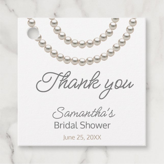 Cadeau Étiquettes de faveur de mariage élégantes perle ar (Devant)