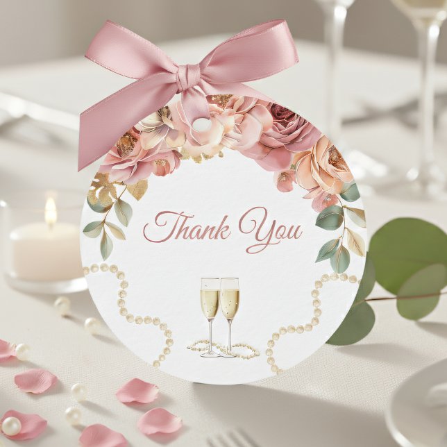 Cadeau Étiquettes de faveur de mariage Élégantes Perles & (Créateur téléchargé)