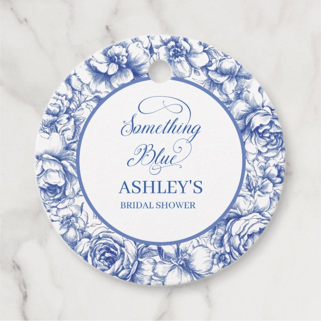 Cadeau Étiquettes de faveur de mariage floral bleu (Devant)