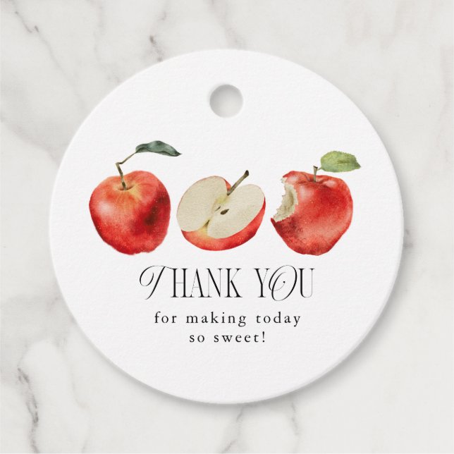 Cadeau Étiquettes de Faveur de Mariage Fruitées de Pomme (Devant)