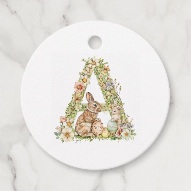 Cadeau Étiquettes de faveur de monogramme de Pâques A (no (Devant)