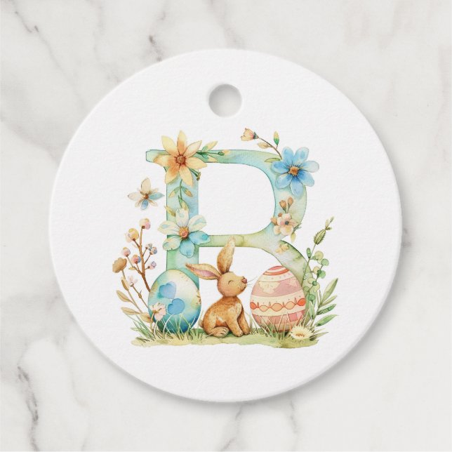 Cadeau Étiquettes de faveur de monogramme de Pâques B (no (Devant)
