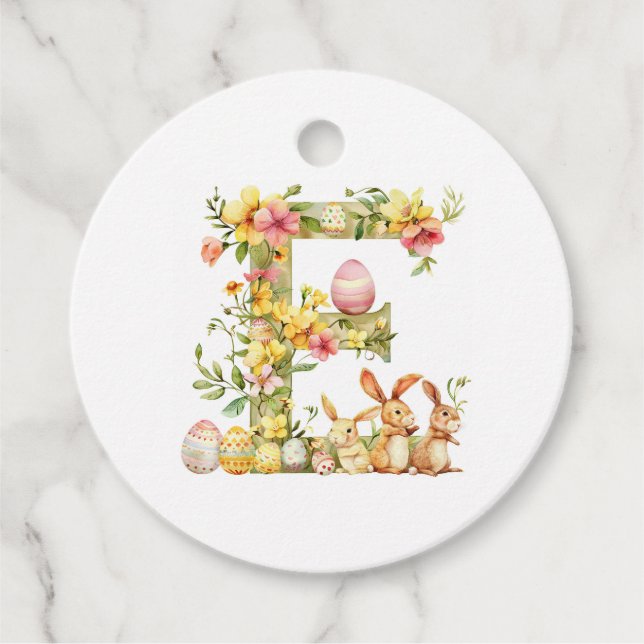 Cadeau Étiquettes de faveur de monogramme de Pâques (nom  (Devant)
