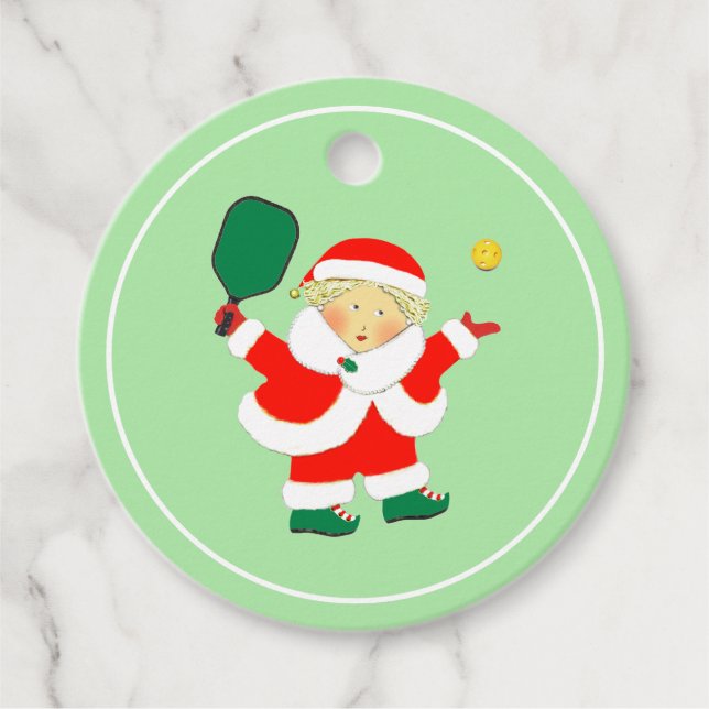 Cadeau Étiquettes de faveur de Noël de pickleball (Devant)