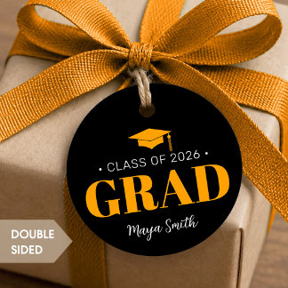 Cadeau Étiquettes de faveur de remise de diplôme jaunes m