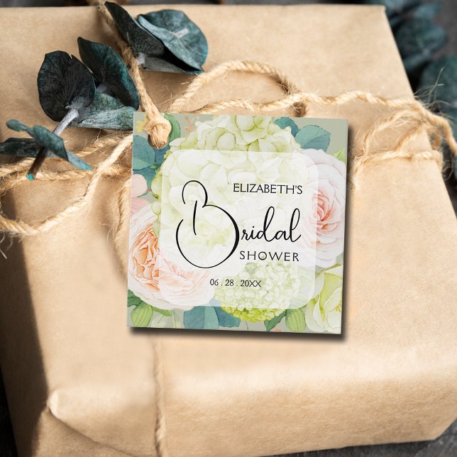 Cadeau Étiquettes de Faveur de Salle de Fête de Mariage F (Small 2" x 2" bridal shower favor tags. )