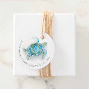 Cadeau Étiquettes de faveur de tortue de mer à l'aquarell
