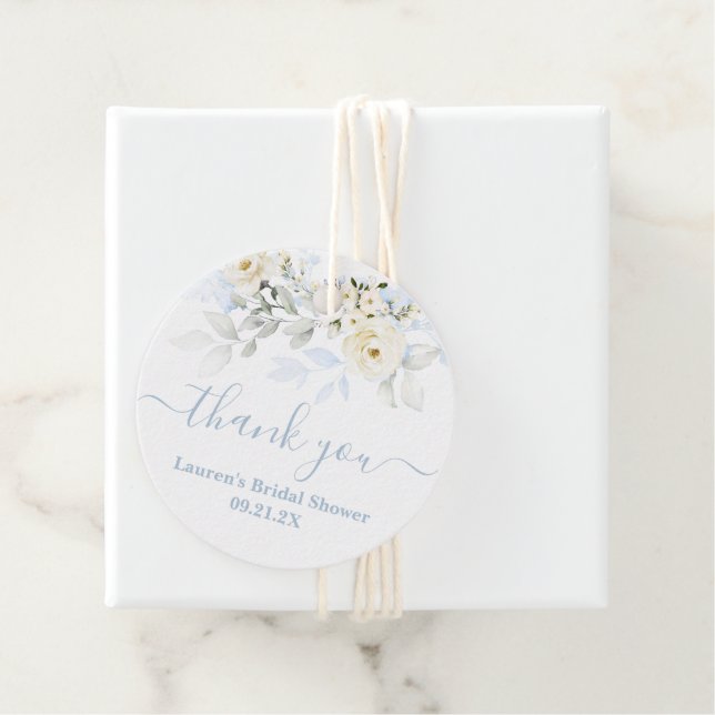 Cadeau Étiquettes de faveur florales bleues (En situation)