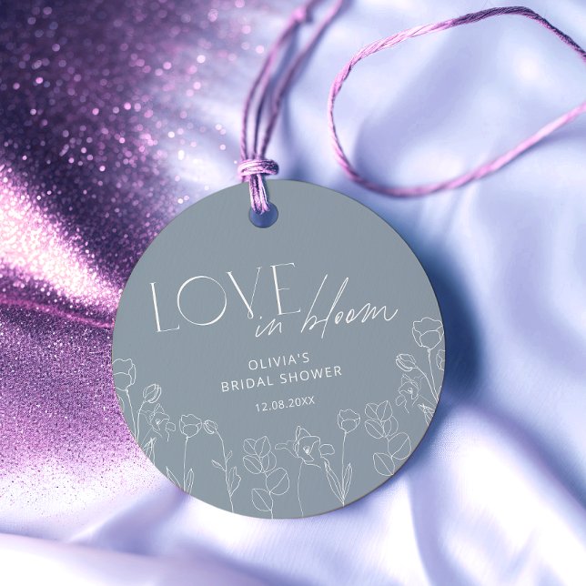 Cadeau Étiquettes de faveur florales bleues poussiéreuses (Créateur téléchargé)