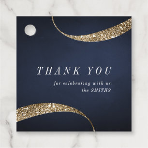Cadeau Étiquettes de faveur minimalistes bleues et dorées