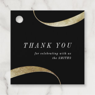 Cadeau Étiquettes de faveur minimalistes noires et dorées