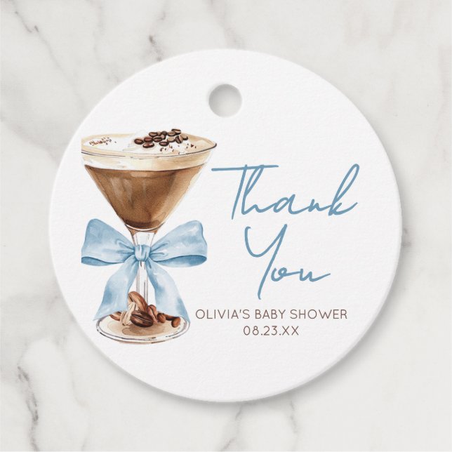 Cadeau Étiquettes de faveur pour Baby Shower Blue Bow Esp (Devant)