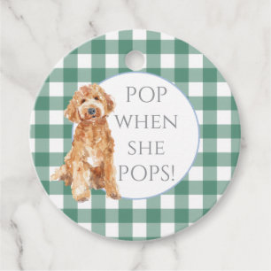 Cadeau Étiquettes de faveur pour chiots à carreaux verts 