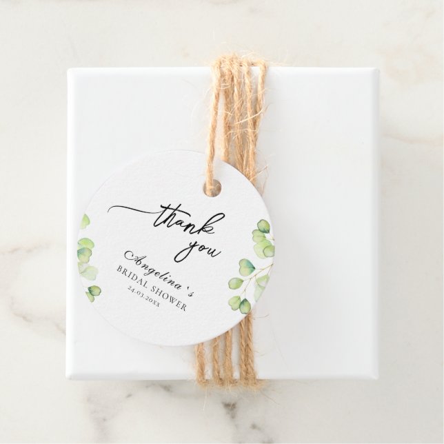 Cadeau Étiquettes de faveur pour une douche de mariée. (En situation)