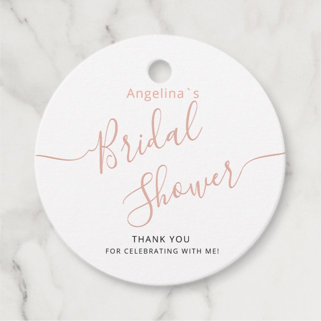 Cadeau Étiquettes de faveur pour une douche de mariée. (Devant)