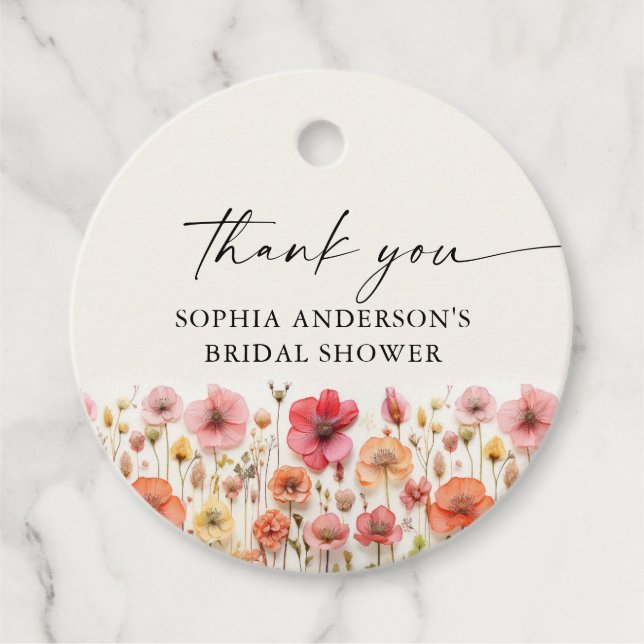 Cadeau Étiquettes de faveur rondes de la douche de mariée (Devant)