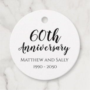 Cadeau Étiquettes de faveur rondes pour la fête du 60e an