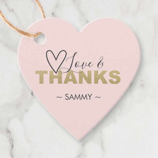 Cadeau Étiquettes de faveur Rose Rouge Amour et Remerciem (Devant)