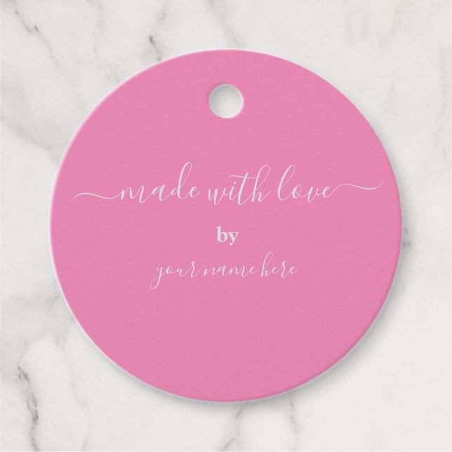 Cadeau Étiquettes de faveur rose tendance mignonnes faite (Devant)