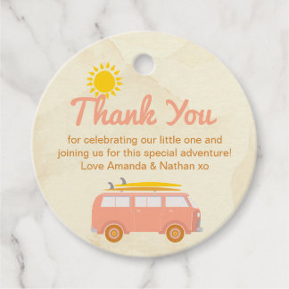 Cadeau Étiquettes de Faveurs de Baby Shower Rétro Surf Ro