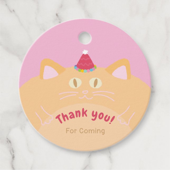 Cadeau Étiquettes de Faveurs de Chat Chapeau de Fête (Devant)