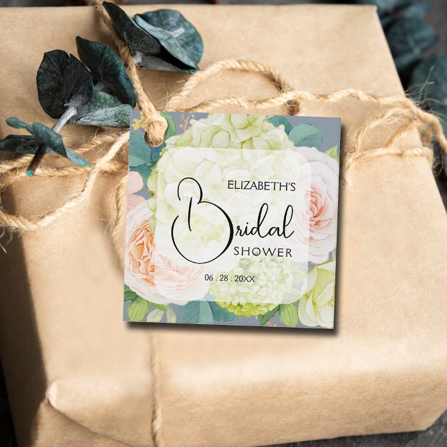 Cadeau Étiquettes de Faveurs de Mariage Fleurs de Jardin  (Small 2" x 2" bridal shower favor tags. )