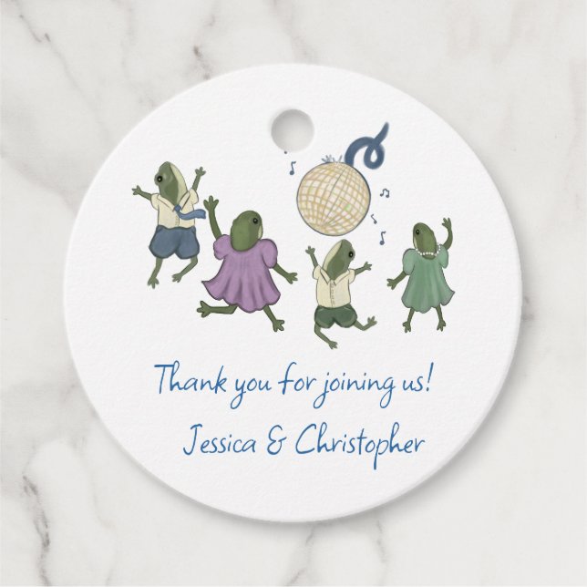 Cadeau Étiquettes de Faveurs de Mariage Grenouilles Danse (Devant)
