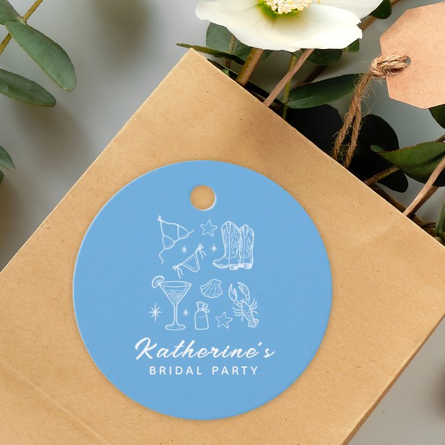 Cadeau Étiquettes de Fête de Mariage de Plage Bleue Dessi (Créateur téléchargé)