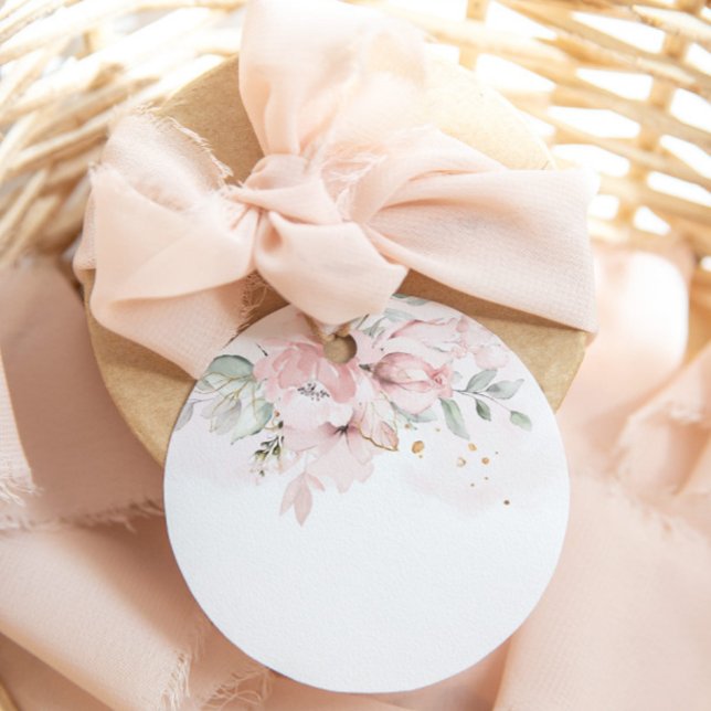 Cadeau Étiquettes de jus de bar Mimosa rose floral vierge (Créateur téléchargé)