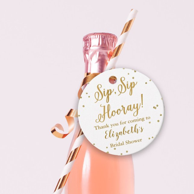 Cadeau Étiquettes de mariage à paillettes blanches et or  (Créateur téléchargé)