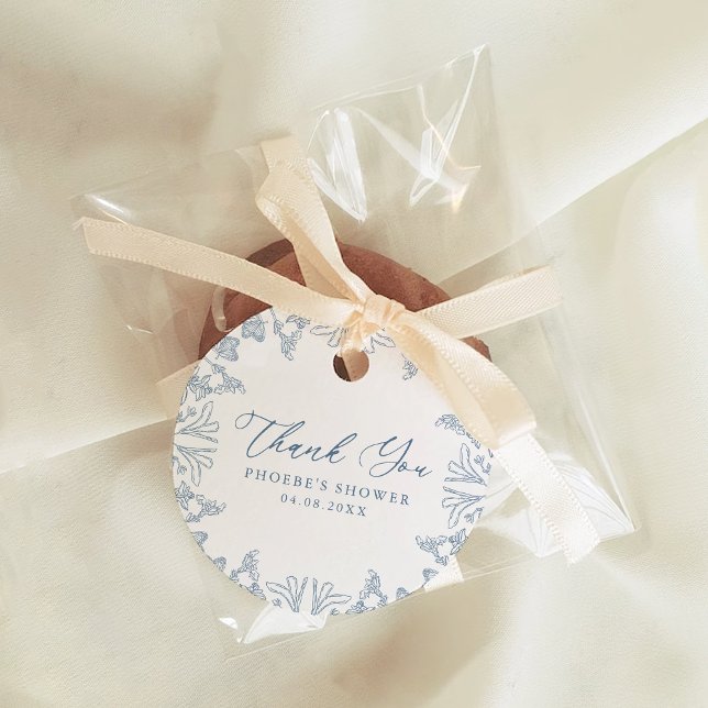 Cadeau Étiquettes de Mariage Fleurie en Chinoiserie Bleu  (Créateur téléchargé)