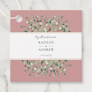 Cadeau Étiquettes de mariage Rose Pâle Eucalyptus Ensembl