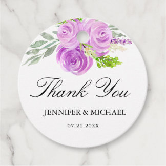 Cadeau Étiquettes de Merci de Mariage floral violet de la