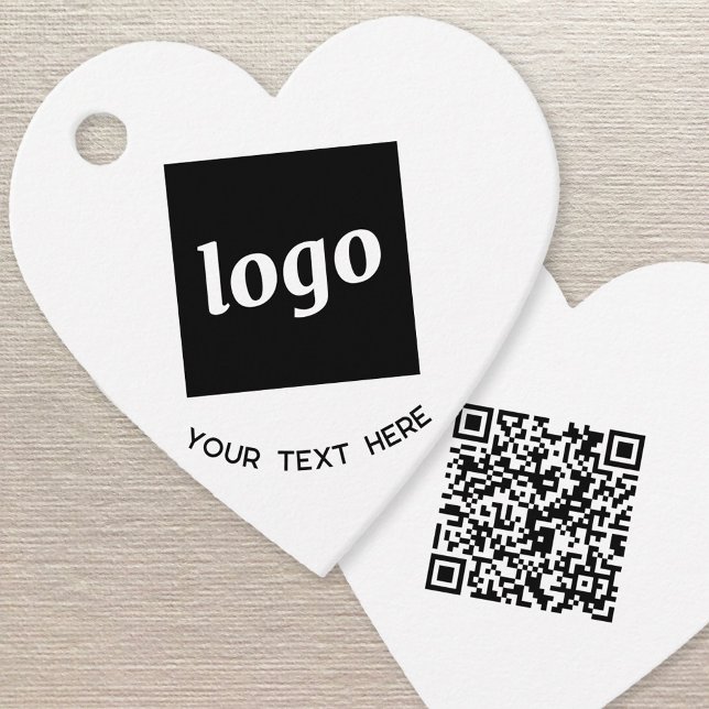Cadeau Étiquettes de prix d'entreprise avec texte de logo (Simple logo with custom text QR code business branding promotional price or product tag)